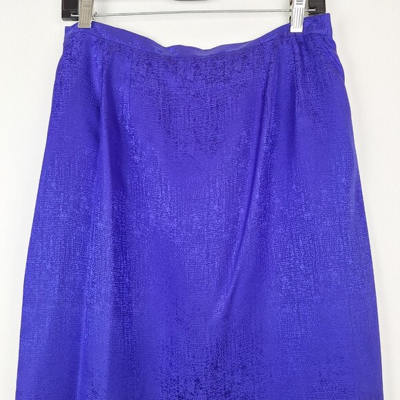 Silk Top & Skirt Suit Set, Size 14. Purple Embroidered Lined Adrianna Papell - Picture 8 of 16